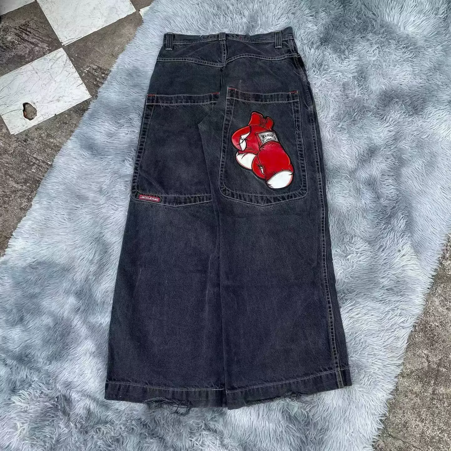 Джинсы JNCO Y2K японский стиль 2000-х, широкий мешковатый крой, размеры 28–34 (талия 72–85 см)