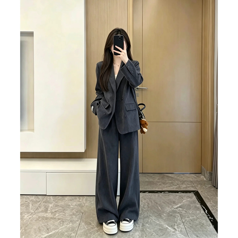 Celison Kloe Commuter Suit Set for Women 2026 Autumn and Winter New Style Outfit with Wide-Leg Pants Two-Piece Set Celison Kloe Commuter Suit Set for Women 2026 Autumn and Winter New Style Outfit with Wide-Leg Pants Two-Piece Set
