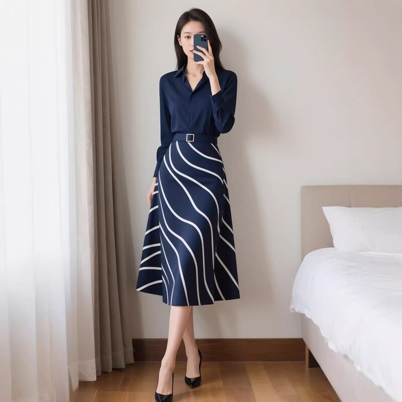 Celison Kloe 2026 Spring and Autumn New Women's Fashion Shirt Two-Piece Suit Half Skirt for Women