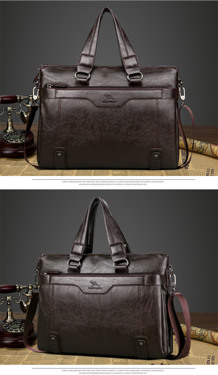 Kangaroo nam kinh doanh Cặp tài liệu Tote nam Crossover Shoulder Messenger Túi nam mềm da thông thường Túi máy tính túi xách charles & keith