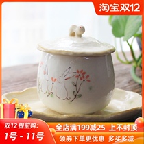 Japanese imported Seto Saki Steamed Bowl Water Steamed Cup with lid Childrens Steamed Egg Bowl Dessert Bowl Birds Nest Egg Soup Cup