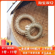 Japan imported hand-woven pot Mat Hand-woven straw mat household pot insulation mat earthen pot mat hollow pot mat