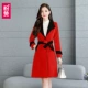 Áo khoác len dài giữa quần áo nữ 2020 mùa đông mới phong cách Hàn Quốc phổ biến áo len mỏng màu đỏ nhỏ - Trung bình và dài Coat