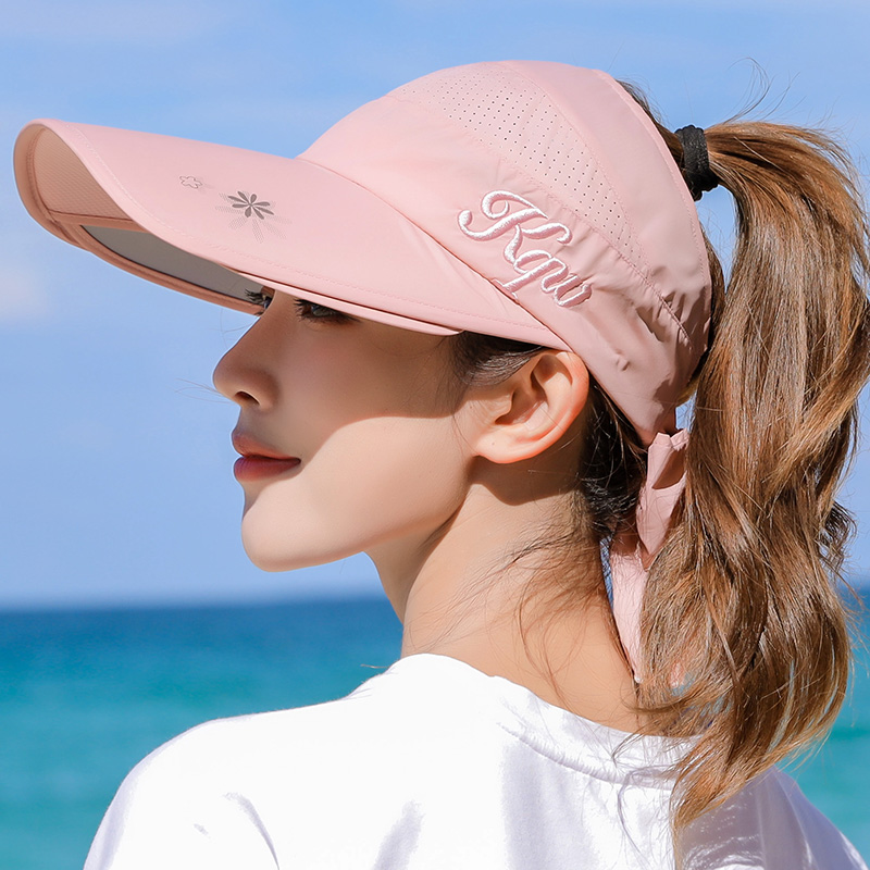 Sun hat female summer beach cover sun protection against UV air top telescopic big edge outdoor bicycling sun hat
