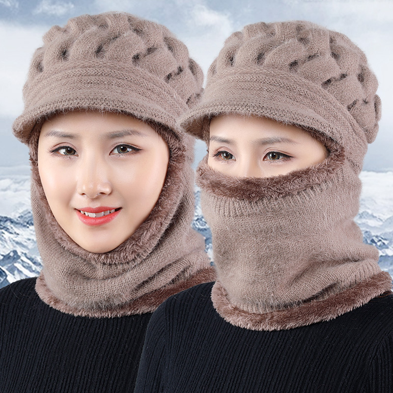 Middle and elderly hat children autumn and winter gush warm grandma bicycling anti-cold surrounding neck integrated mother hair thread hat