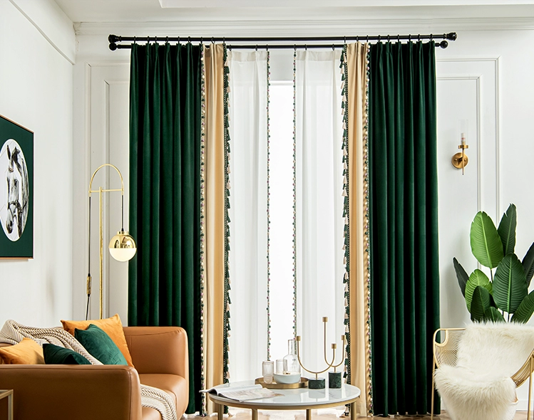 best Curtains American Light Luxury Style Peacock Green Curtains For Living Room Bedroom Velvet Blackout Curtains Treatment Decoration Custom room darkening curtains