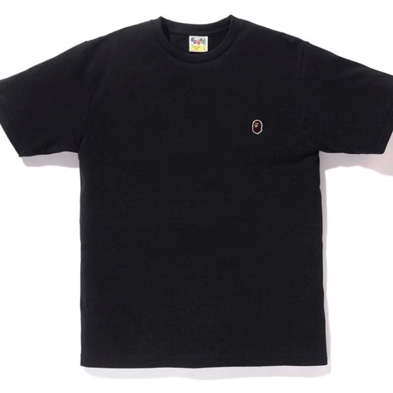 Black & Embroiderygoods in stock   BAPE   ONE   POINT   TEE   Embroidery   Ape head   Small label   Solid color   Short sleeve   T-shirt   men's wear