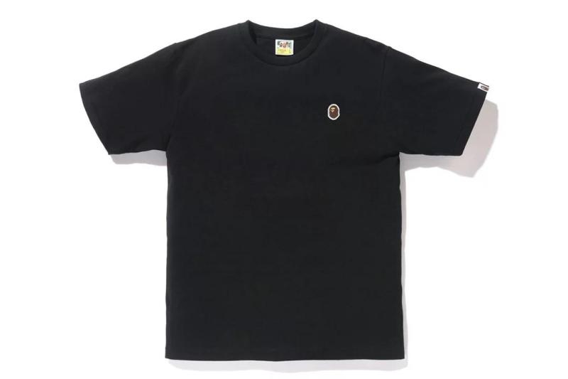 Black & Rubbergoods in stock   BAPE   ONE   POINT   TEE   Embroidery   Ape head   Small label   Solid color   Short sleeve   T-shirt   men's wear