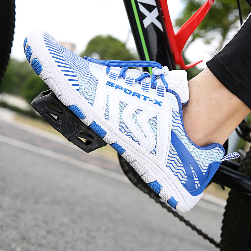 Outdoor lock-free cycling shoes Leisure breathable non-lock solid bicycle shoes Men and women Highway Indoor cycling shoes