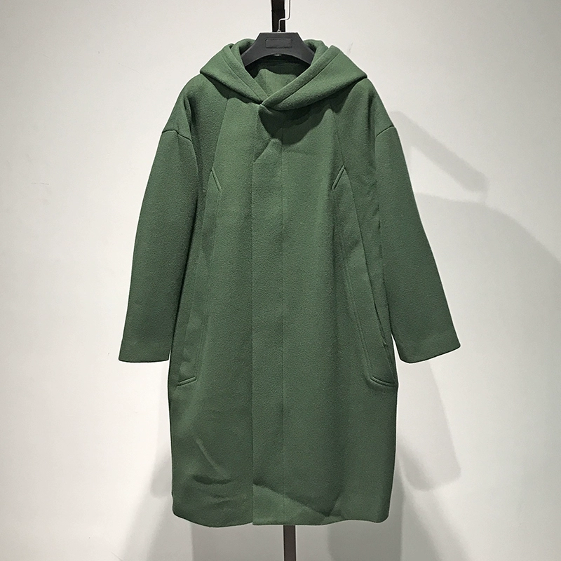 Hàng đầu [Bird] loạt áo khoác len trùm đầu vừa và dài trong trung tâm mua sắm - Trung bình và dài Coat