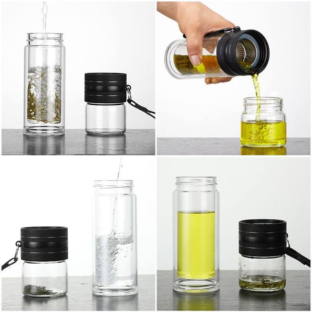Double-Layer Tea Warehouse Tea and Water Separation Glass Large Capacity Home Office Portable Tea Cup Filter Tea Cup