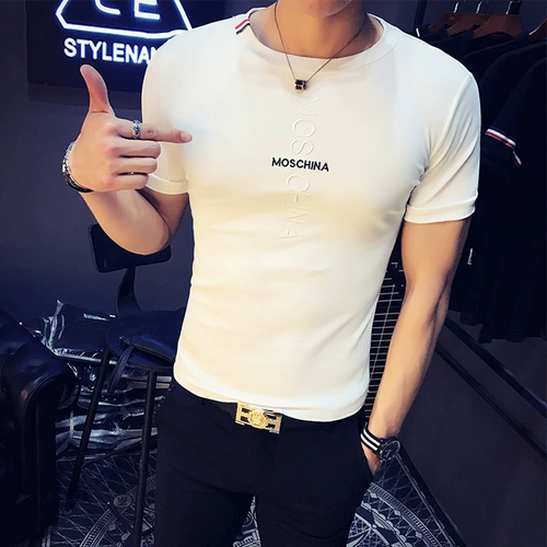 Летняя трендовая спортивная приятная телу футболка с коротким рукавом, в корейском стиле