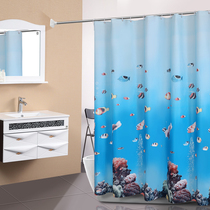 Jandi Bathroom shower curtain telescopic rod set Waterproof and mildew blocking door curtain curtain hanging curtain Bathroom warm curtain