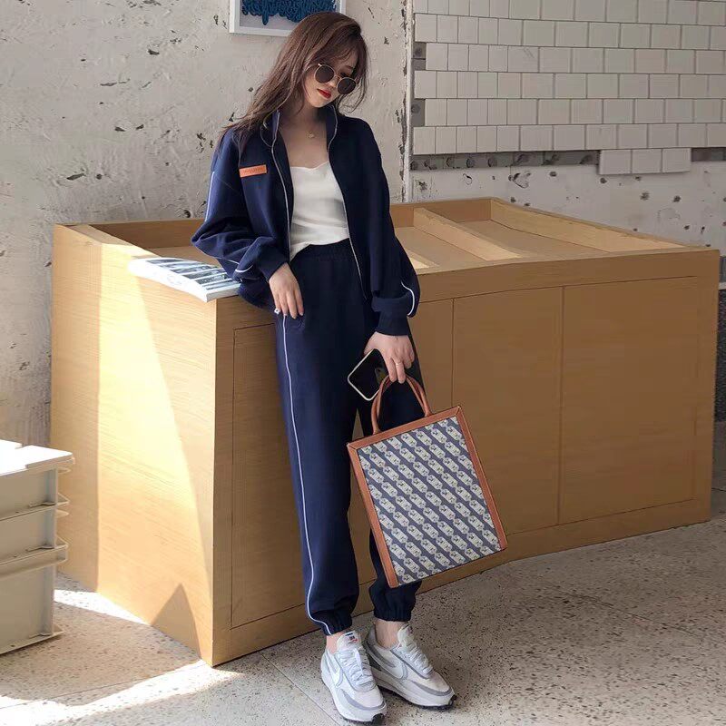 Tide Card 2022 Autumn Winter Sports Casual Suit Women Han Edition Loose Fashion Thick T-Shirt Foreign Pie 100 Hitch Coat Jacket