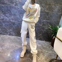 Tide Card Sports Casual Suit 2022 Autumn Dress New Temperament 100 Hitch Clothing Loose slim trousers Two sets