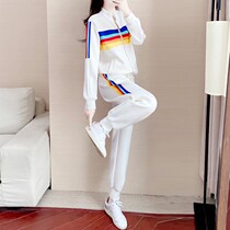 Tide Card Casual Sports Suit Women 2022 Fall New Stock Trendy Foreign Air Sweater 100 Hitch Pants Two Sets
