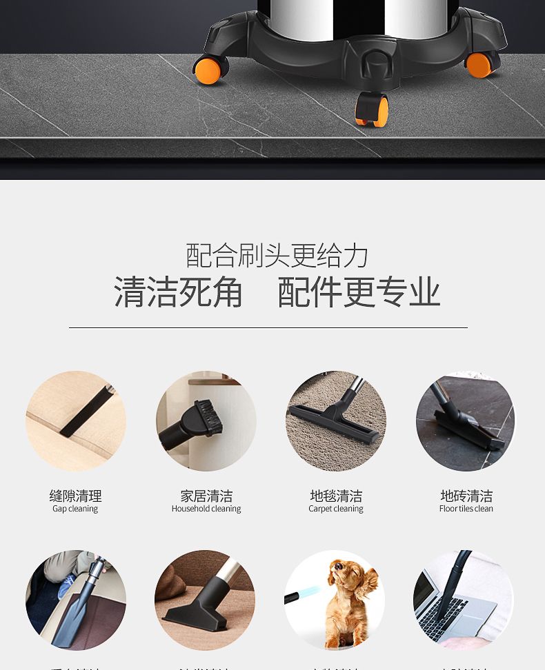 Máy hút bụi gia đình Zhigao mạnh mẽ rửa xe công suất cao trang trí thảm khách sạn công nghiệp thương mại khô và ướt thổi - Máy hút bụi 