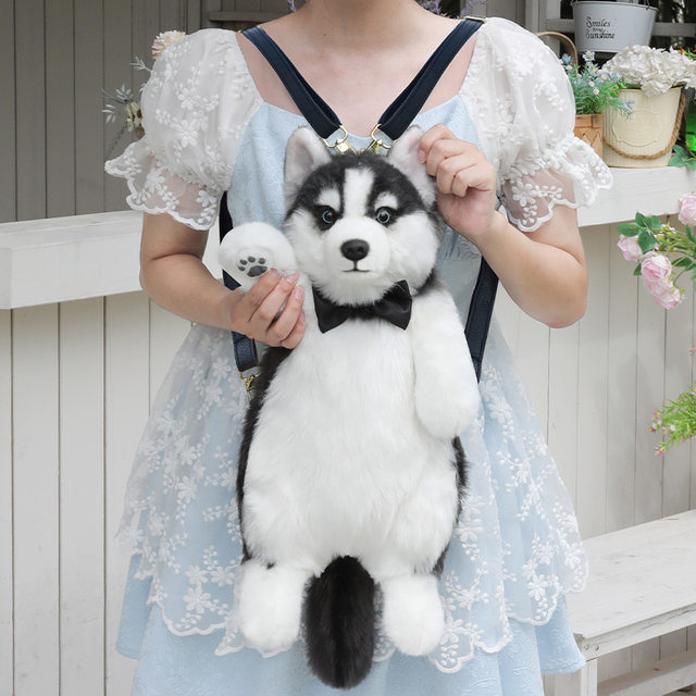 Plush Husky Stuffed Animal Doll Children's Cute Backpack Toy Birthday Gift for Girls