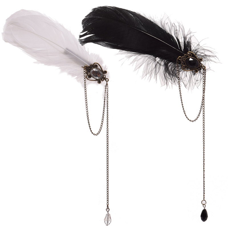 Steampunk Feather Tassel Chain Hairpin Black Cosplay Lolita Women's Accessories Niche Design Photo Prop Headwear