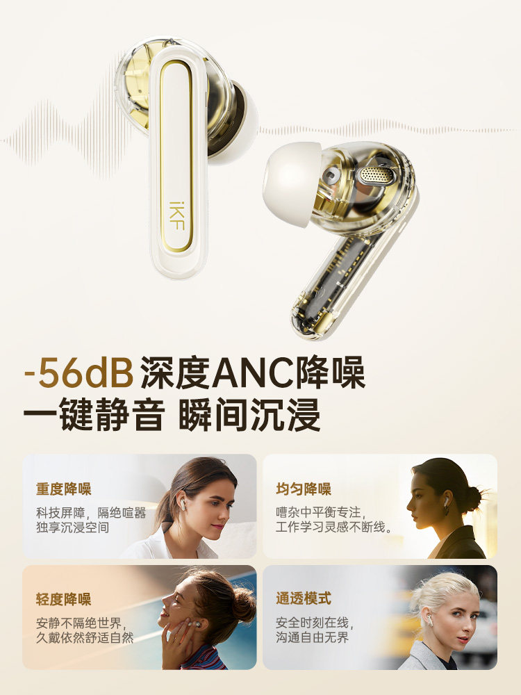Ikf Ultra Circumaural Hifi Active Noise-Cancelling Anc Bluetooth Earphones Wireless In-Ear 2026 New Model Long Standby