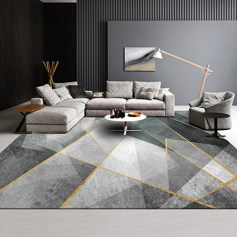 Simple Carpet Living Room Modern Superior Luxury Geometric Gray Coffee Match Bedroom Household Large Area