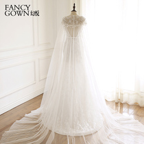 Phantom Delight - New Fishtail Activity Shawl Shoulders Deep V Backless Sexy Fashion Shawl Small Trail Light Wedding Dress Lace