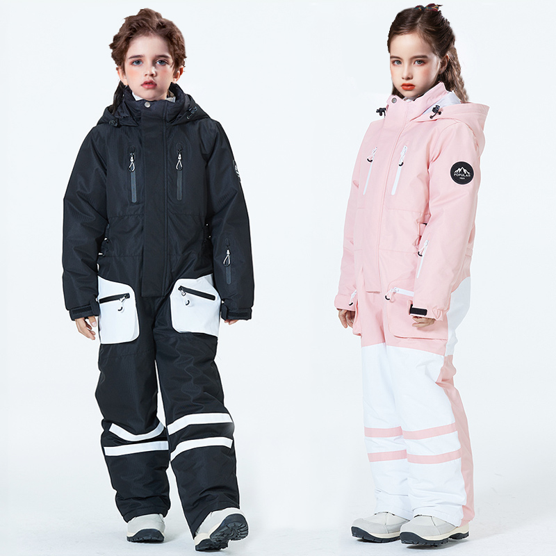 Children's ski suit suit one-piece baby boys and girls thickened waterproof snow town equipment winter children's snow suits