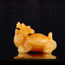 A pair of natural topaz faucet turtle shop office fortune feng shui living room home jade material ornaments