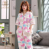 Tinh khiết Jubilee Pajama Cô gái mùa hè bông ngắn tay áo quần Hàn Quốc Cardigan Home Mang Slim nghi hai mảnh Set. 