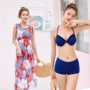 Bộ đồ bơi đi biển bikini nữ chia ba mảnh bằng thép hỗ trợ ngực nhỏ tập hợp góc phẳng bảo thủ váy dài đi biển - Bikinis đồ bơi nữ liền thân