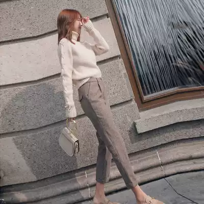 2021 autumn and winter new women's retro Hong Kong flavor small sweater nine-point pants two-piece suit female foreign style fashion