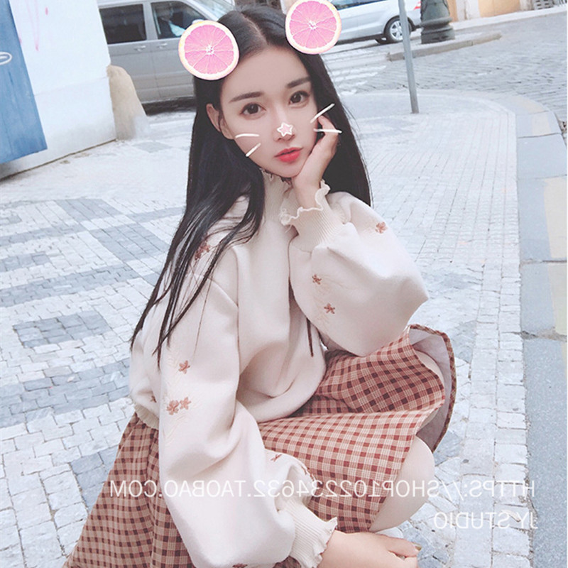 2021 autumn new net red Ocean school small man high suit women's autumn and winter fashion thick T-shirt skirt two-piece set