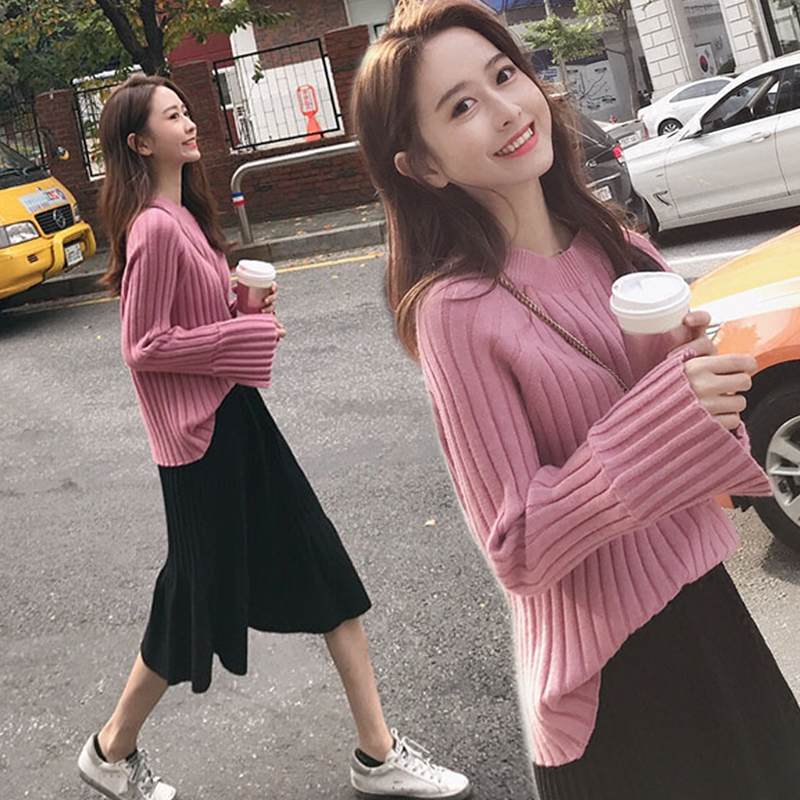 Autumn and winter new net red Western style knitted pleated skirt suit women's early autumn fashion temperament sweater skirt two-piece set
