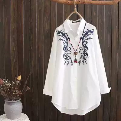 Middle-aged fat mother large size women's 2021 new autumn Noble shirt covering belly spring and autumn foreign school base shirt Women