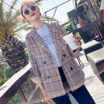 Plaid blazer womens 2021 Spring and Autumn New Korean version of British style leisure Joker fun wild street Net red small suit