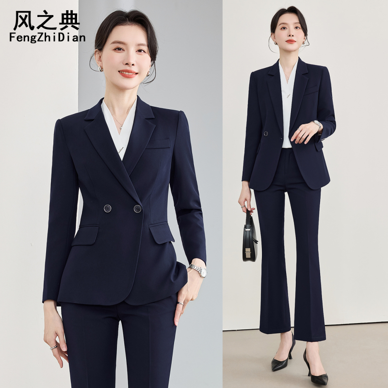 Navy Blue Suit Set for Women 2026 New Style Formal Occasion Interview Attire Hotel Manager Suit Work Uniform