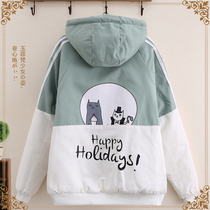 A promotion 1 Junior High School High School students cotton clothes with hats autumn and winter clothes thick coat cute college style cotton padded jacket womens clothing