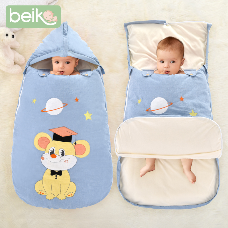 Baby anti-shock baby sleeping bag Spring and Autumn Winter Four Seasons universal thick out anti-kicking artifact Cotton