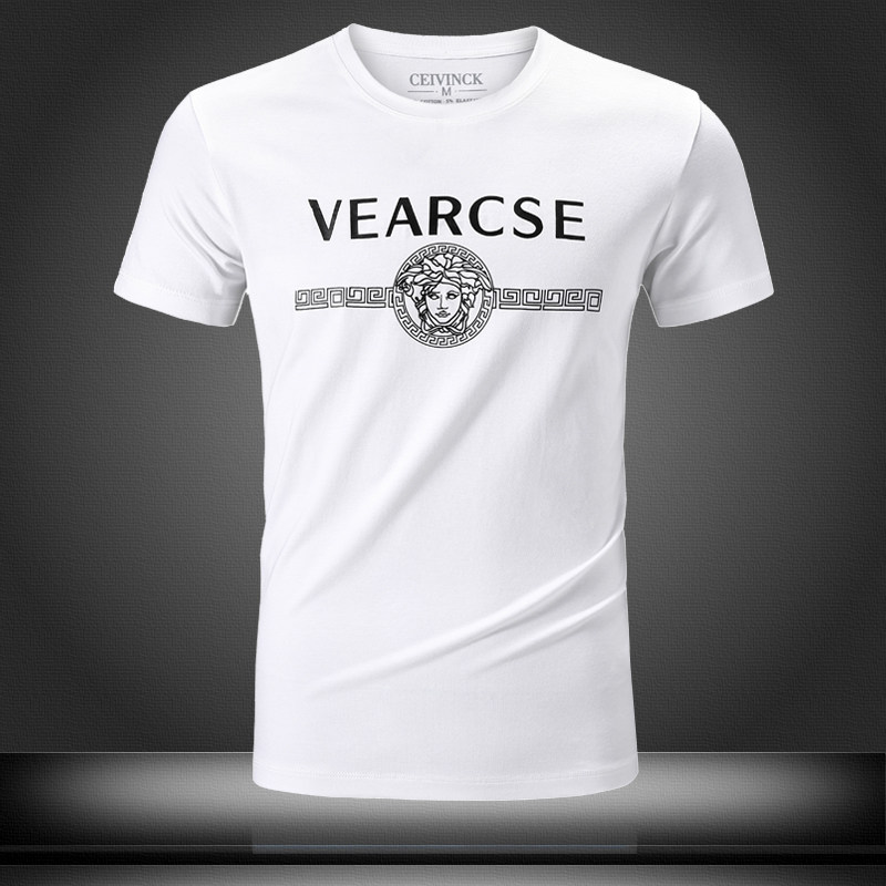เสื้อยืดฤดูร้อน แขนสั้น แฟชั่นผู้ชาย แบรนด์ดัง ปักพลอยเทียม ไซส์ใหญ่ ระบายอากาศได้ดี คอกลม ทรงสลิมฟิต หรูหราเบาๆ สไตล์ยุโรป