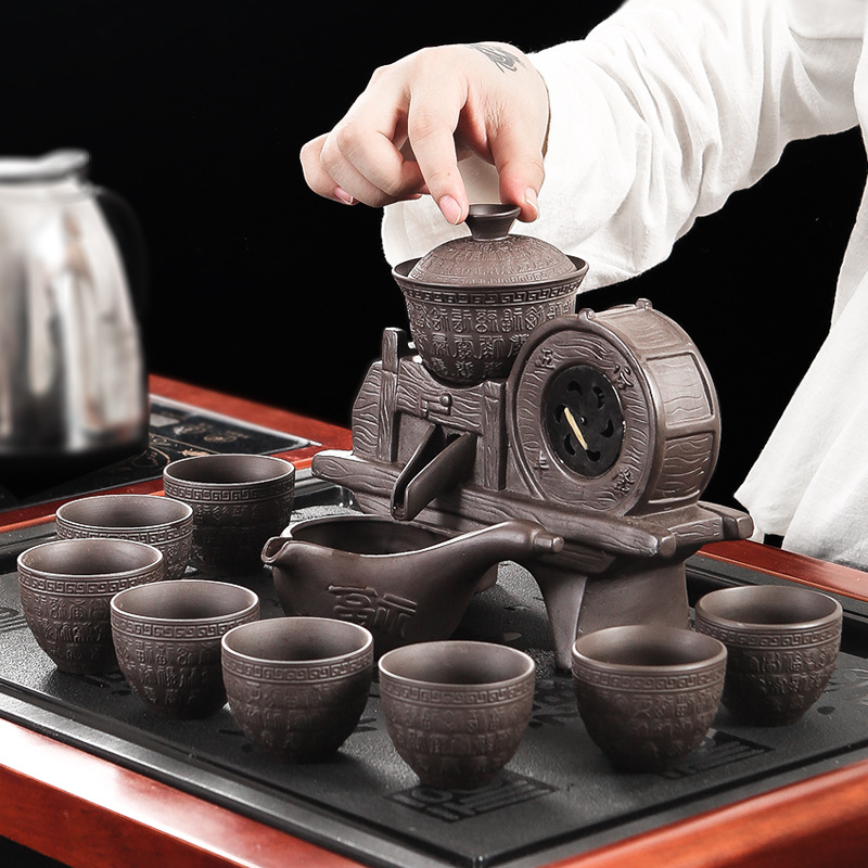 Semi automatic tea set suit creative household graphite lazy tea set ceramic teapot violet arenaceous kung fu tea