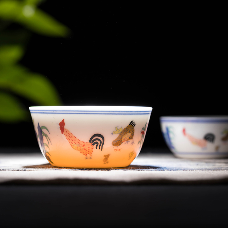 Chicken color bucket cylinder cup archaize kung fu tea tea master cup single cup large sample tea cup small bowl ceramics by hand