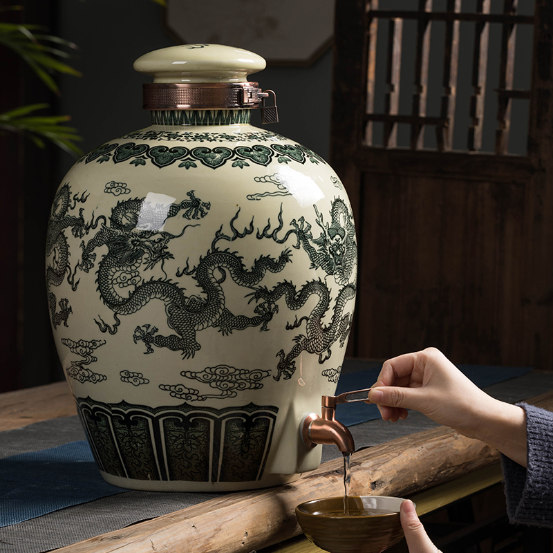 Mercifully wine dedicated wine jars of jingdezhen ceramic 20 jins 50 pounds put antique bottle seal it with the tap