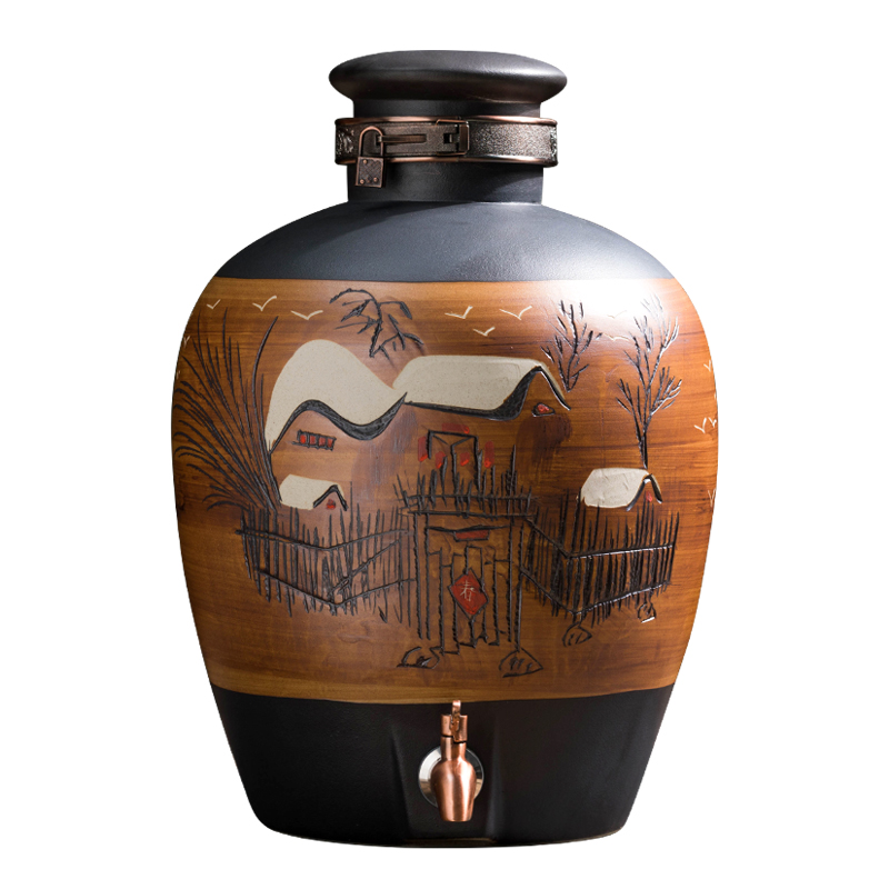 Jingdezhen ceramic jars seal save it 20 jins 50 kg hip home wine bottle liquor wine jars