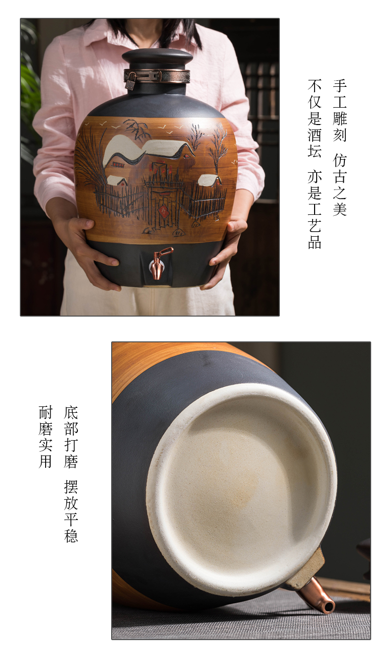 Jingdezhen ceramic jars seal save it 20 jins 50 kg hip home wine bottle liquor wine jars