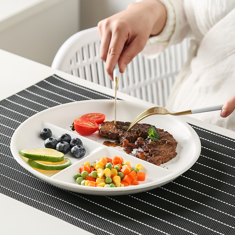 Three Nordic ins household FanPan one frame plate separation ceramic children breakfast tray commuters food dish
