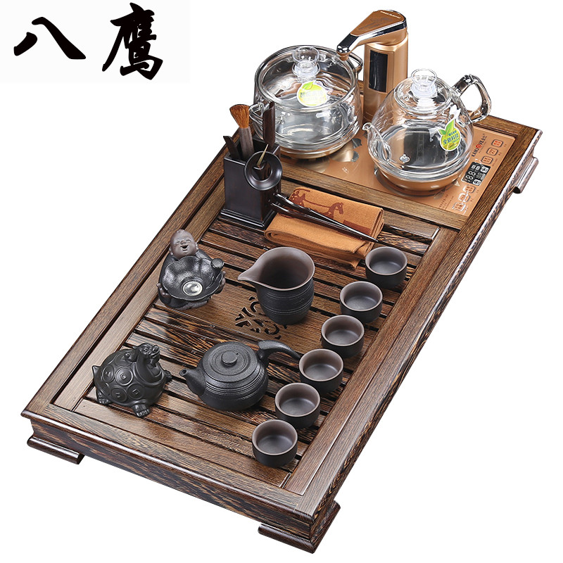 A complete set of chicken wings wood tea set home chicken wings wood tea tray tea tea ceramic tea set