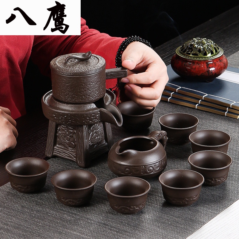 Fortunes half automatic kung fu tea set purple ceramic household lazy atone creative tea room very hot