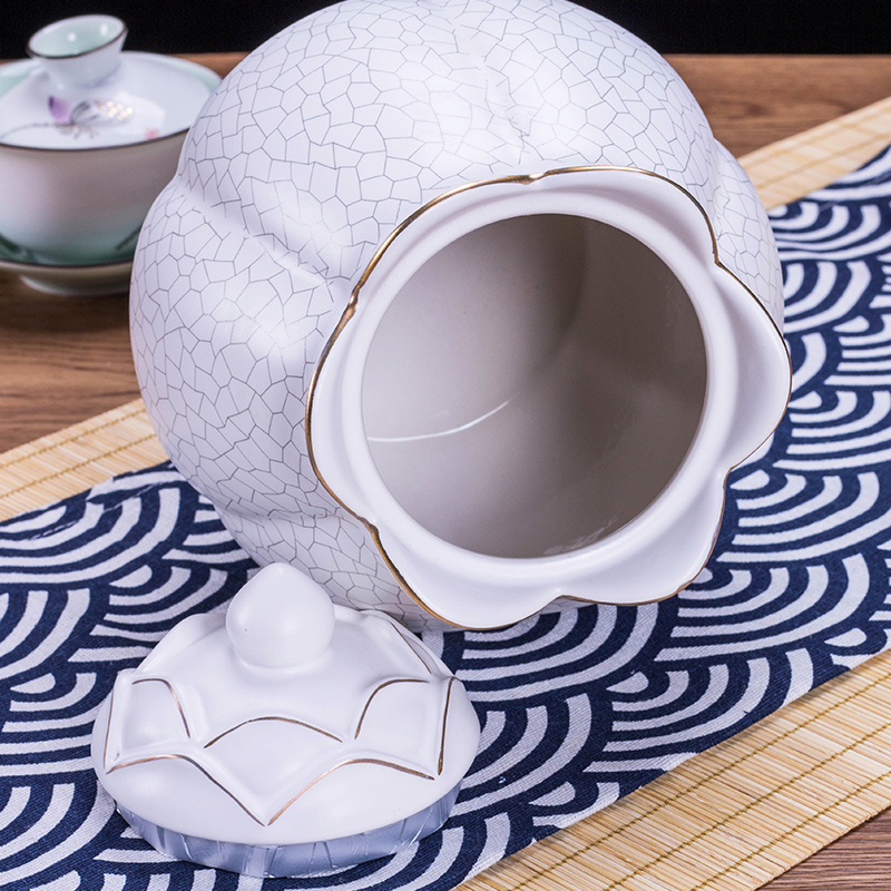 Jingdezhen ceramic tea pot seal "biluochun" household mini caddy fixings half jins of retro portable by hand