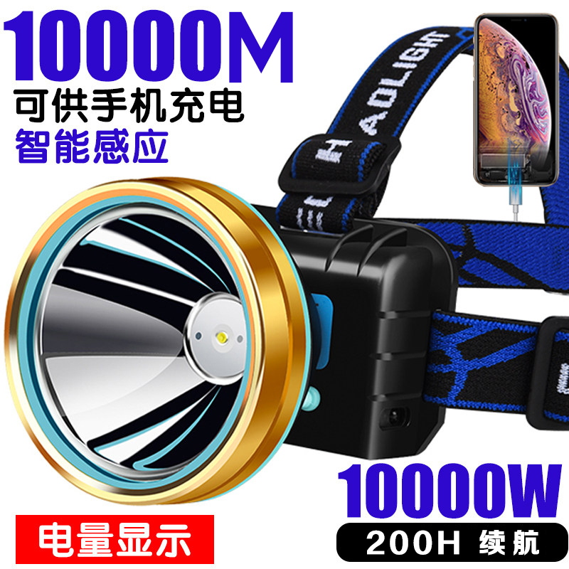 Induction headlight strong light rechargeable long-range flashlight super bright night fishing head-mounted 3000 miner's lamp xenon lamp LED