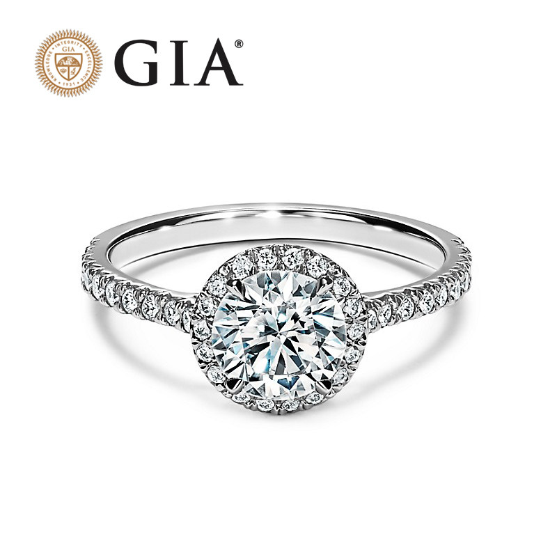 Surround inlaid with four claws for marriage courting wedding ring female custom GIA nude diamond 50 points 1 carat ring 30